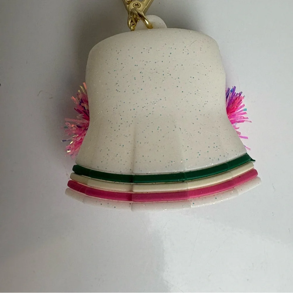Bath and body works pocketbac holder white pink and green cheerleader with poms